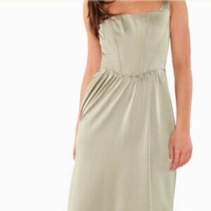Show Me Your Mumu- Nina Maxi Dress in Moss Green Luxe Satin
